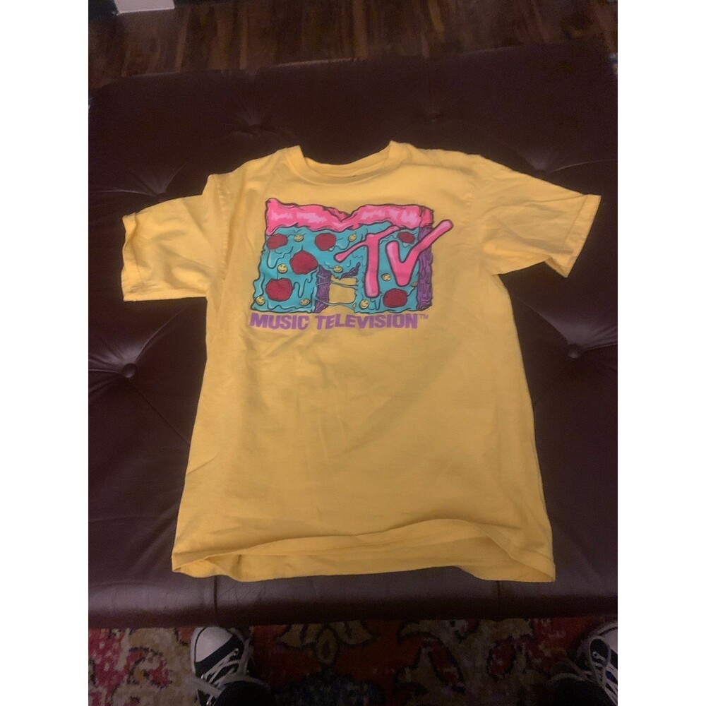 MTV Retro Graphic T‑Shirt – Yellow Pop Art Logo – Size M